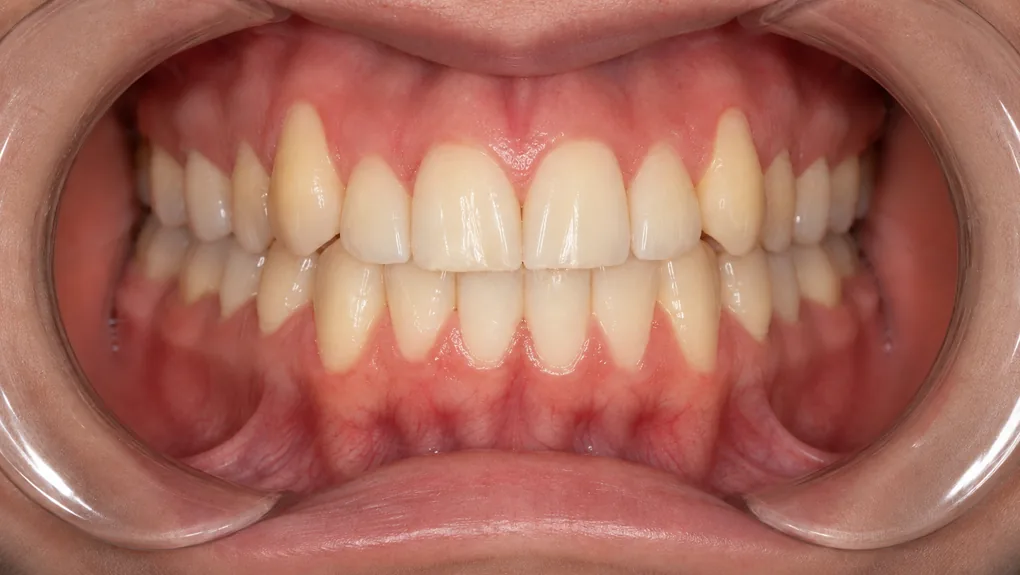 Después del tratamiento con brackets: arcada alineada